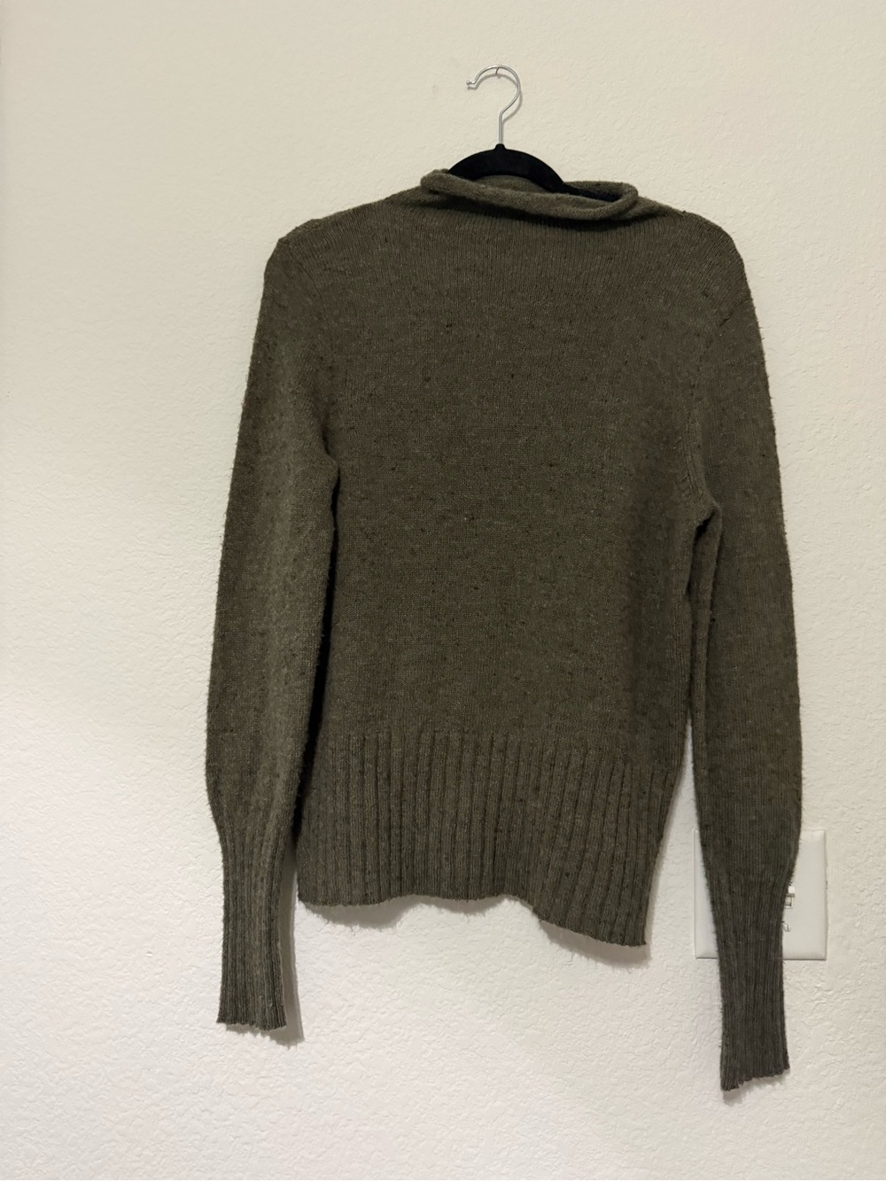 Madewell Olive Green Mock Turtleneck with Rolled hem Sweater